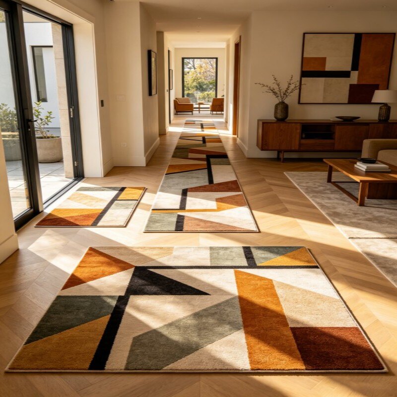 Modern Geometric Area Rug Set   3 Piece